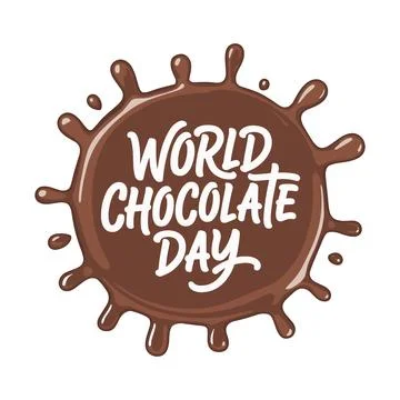 Chocolate Day Text in Brown Chocolate Splash 库存插图