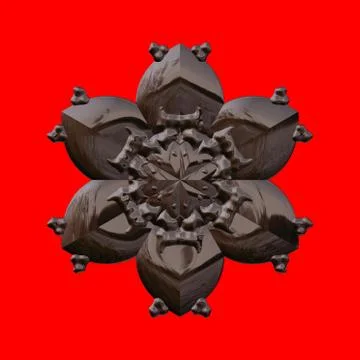 Chocolate decorative snowflake isolated on red background Stock Illustration