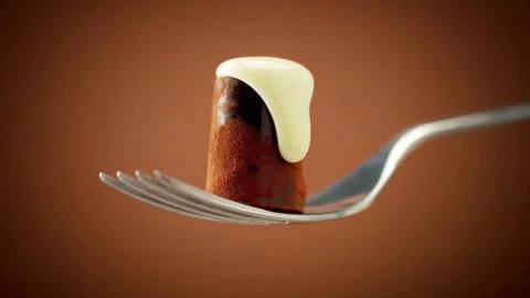 Chocolate dessert on a fork Stock Photos