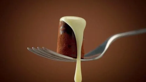 Chocolate dessert on a fork Stock Photos