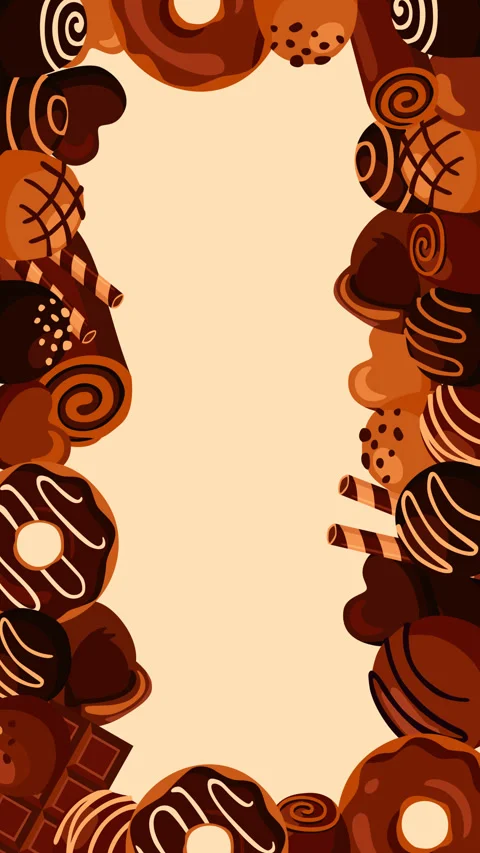 Chocolate Dessert Frame Background with Sweet Treats Border and Copy Space 動画素材 336482364