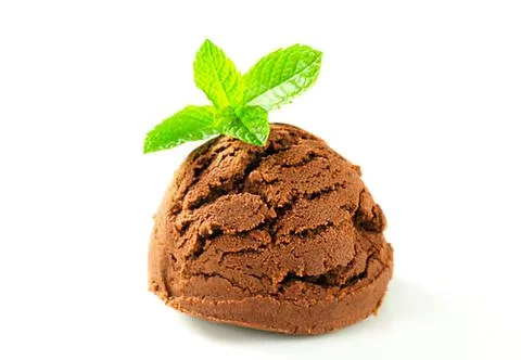 Chocolate dessert with mint leaf on top Stock Photos