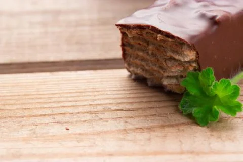 Chocolate dessert with mint Stock Photos