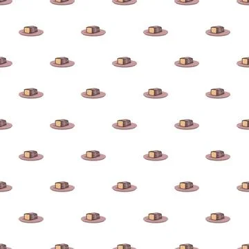 Chocolate dessert pieces on plates repeating pattern Illustrazione stock