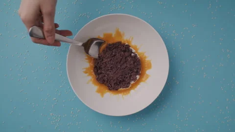 Chocolate dessert on a Plate in Stop Motion Stock Footage 255672017