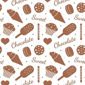 Chocolate Dessert Seamless Pattern Illustration with Melted Sweets and Cake.. Stock Illustration
