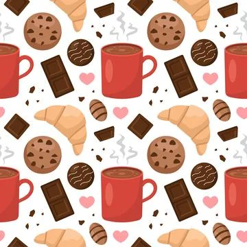 Chocolate Dessert Seamless Pattern Illustration with Melted Sweets and Cake.. Stock Illustration