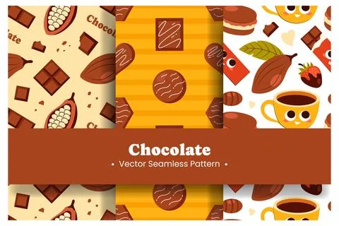 Chocolate Dessert Seamless Pattern Illustration with Melted Sweets and Cake.. Stock Illustration