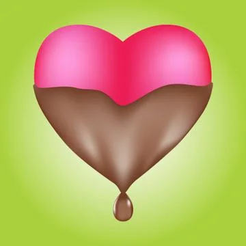 Chocolate dipped heart 3d Stock Illustration