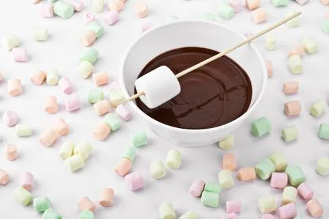 Chocolate dipped marshmallows Stock Photos