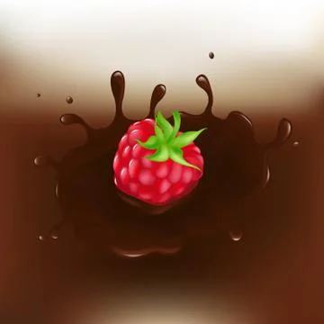 Chocolate-dipped raspberry Stock Illustration