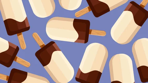 Chocolate Dipped Vanilla Popsicle Seamless Pattern Background for Summer Foo Video stock 337930741