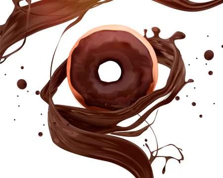 Chocolate donut ad Stock Illustration