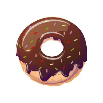 Chocolate donut in cartoon style. Vector illustration for poster, banner Stock Illustration