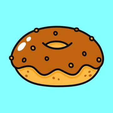 Chocolate Donut character. Vector hand drawn cartoon kawaii character illus.. Illustrazione stock