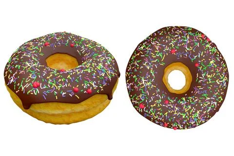 Chocolate donut isolated on white background ,doughnut 3d rendering Stock Illustration