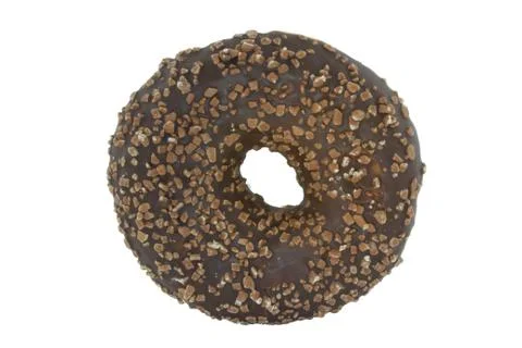 Chocolate donut with nuts Stock Photos