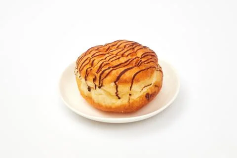 Chocolate donut on white background isolate, copy space Stock Photos