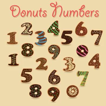 Chocolate Donuts Numbers Stock-Illustration
