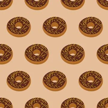 Chocolate Donuts seamless pattern. Desserts food. Sweets vector ornament 스톡 일러스트