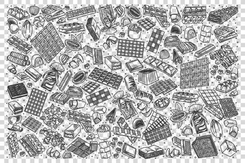 Chocolate doodle set Stock Illustration