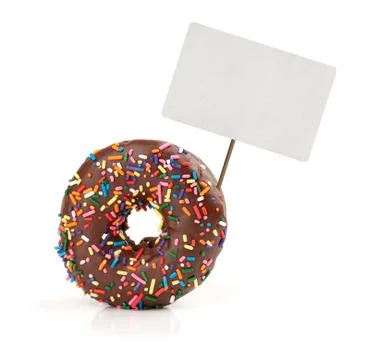 Chocolate doughnut with price tag Stock Photos