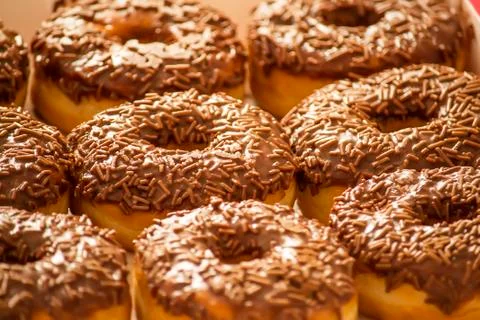 Chocolate doughnuts Stock Photos