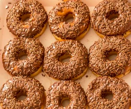 Chocolate doughnuts Stock Photos