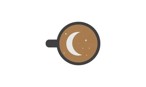 Chocolate drink cup with crescent logo symbol vector icon illustration grap.. Stock Illustration