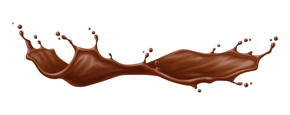 Chocolate drink flow splash wave flowing mid air Stock Illustration