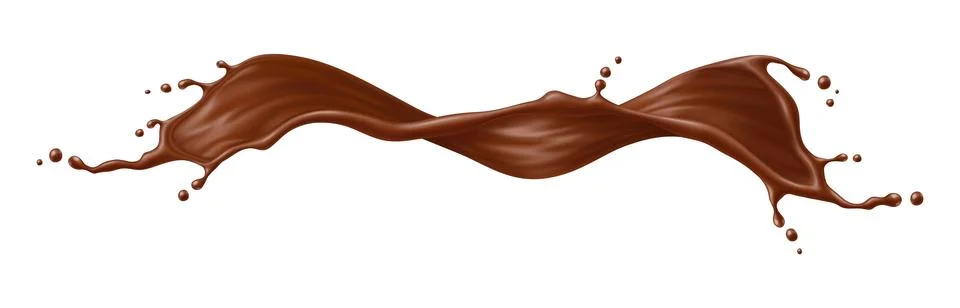 Chocolate drink flow splash wave, brown splatter Illustrazione stock