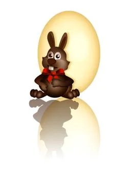 Chocolate Easter bunny and Easter egg Stock Illustration