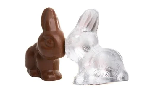 Chocolate easter bunny isolated Stock Photos