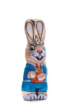 Chocolate Easter bunny on an isolated white background, Stock Photos