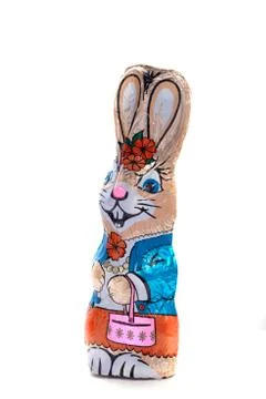 Chocolate Easter bunny on an isolated white background, Stock Photos