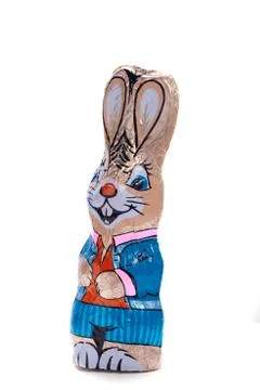 Chocolate Easter bunny on an isolated white background, Stock Photos