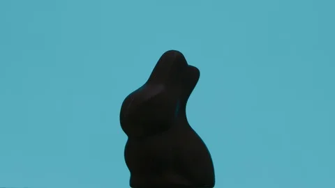 Chocolate Easter bunny on pastel backdrop with light fade Stock Footage 127514062