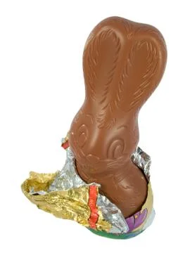Chocolate Easter Bunny. Traditional Easter sweet. Stock Photos