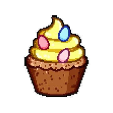 Chocolate easter cupcake pixel art vector illustration イラスト素材