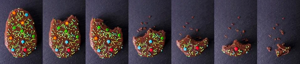 Chocolate Easter Egg and Cupcake On Black Background Stock Photos