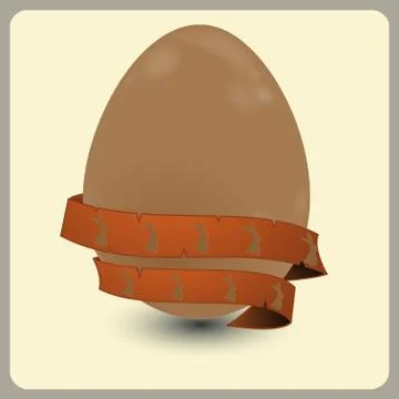 Chocolate Easter egg with banner and bunnies Stock Illustration