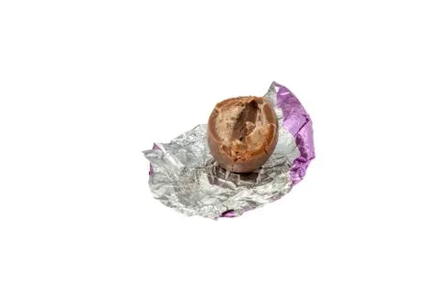 Chocolate easter egg bite Stock Photos