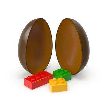 Chocolate Easter Egg with Colorful Building Blocks Stock Illustration