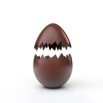 Chocolate easter egg cracked open. 3D Rendering Stock Illustration