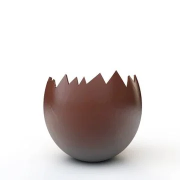 Chocolate easter egg cracked open. 3D Rendering Stock Illustration