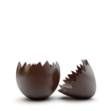 Chocolate easter egg cracked open. 3D Rendering Stock Illustration