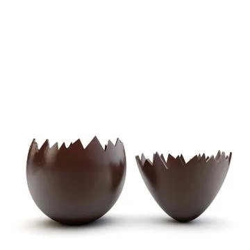 Chocolate easter egg cracked open. 3D Rendering Stock Illustration