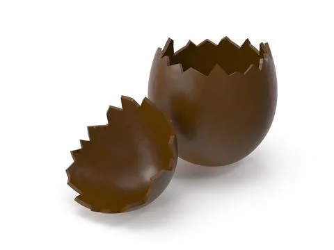 Chocolate Easter Egg Cracked Open Stock Illustration
