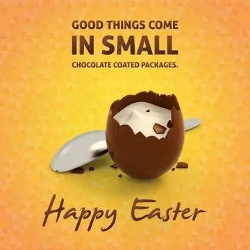 Chocolate easter egg cream filling on spring background Stock Illustration