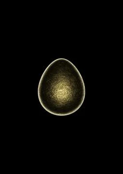Chocolate easter egg with gold foil on black background. Stock Photos